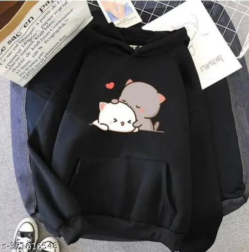girls wool long-sleeve hoodie with printed ice cream sticker, 9-10 years size