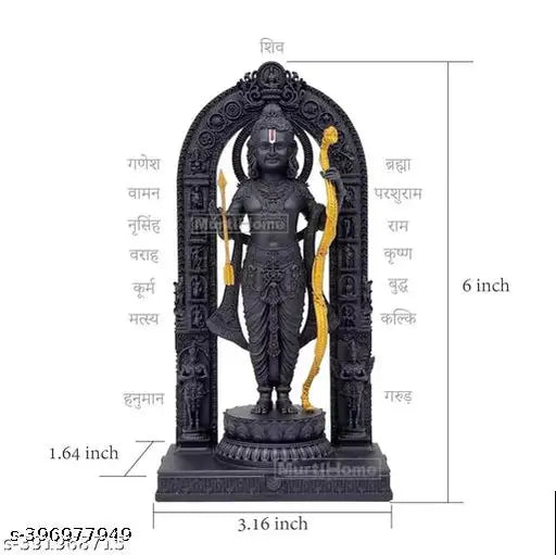 Resin Ram Lalla statue, 7-inch tall, adds divine elegance to home or office decor