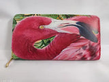 Girls printed clutch purse with flamingo design