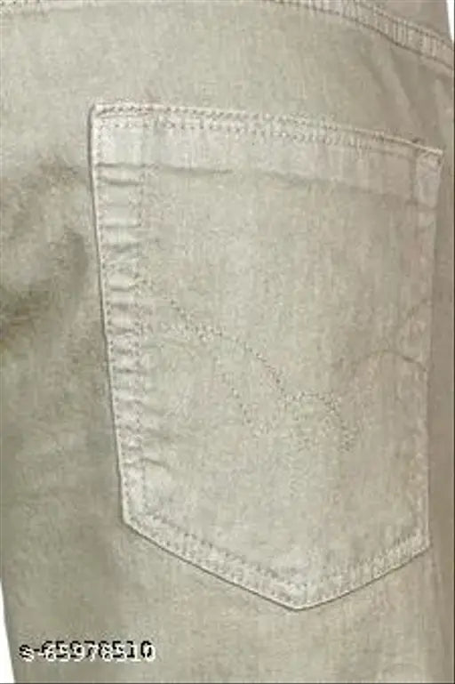 Just black men's straight beige jeans, cotton, solid net, regular fit, stretchable, waist size 28-48, length size 42in, made in India