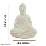 Polymarble Gautam Buddha white figurine, premium handcrafted Buddha statue (Orange, 5.5-inch) - Peaceful decorative Fengshui showpiece for meditation, home or office space