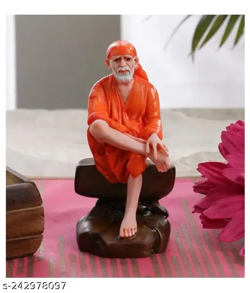 Antique Polyresin Sai Baba Statue, Indian home pooja gift idol (5 inch)