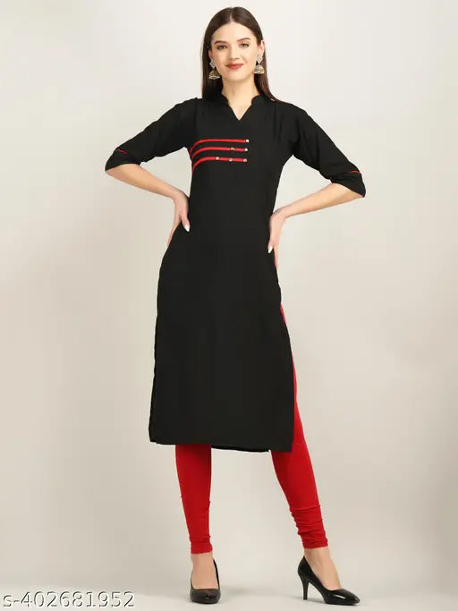 Pink cotton blend embroidered kurti for women, 3/4 sleeve, rayon fabric. Adult size range available