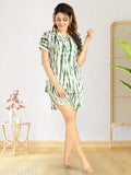 Women's cotton shirt & regular relaxed shorts sleep set, printed net sleepwear in various sizes from M to XXL