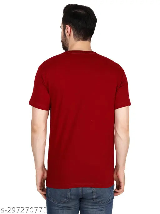 RIDAAN INDIA Tshirt For Mens Round Neck Half Sleeve Printed Polyester Maroon Color