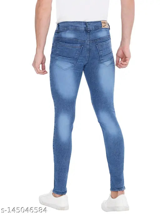Matelco Men's solid light blue denim slim jeans, perfect for everyday wear with a stylish fit - size 24, 26, or 28 from India