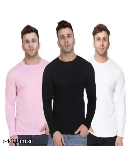 Multicolor polyester t-shirt with long sleeves, featuring the Lalita Creation combo design. Sizes: S (34in/25in), M (36in/26in), L (38in/27in), XL (40in/28in), XXL (42in/29in). India origin