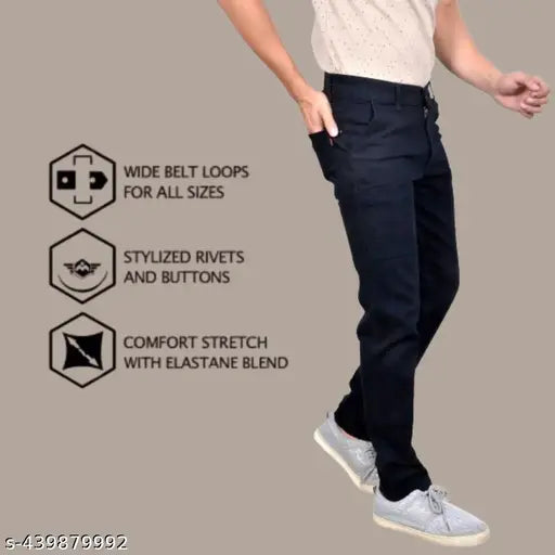 Men's jeans, pastel blue wash with white belt loops, style stitched pockets and buttons, comfort stretch waistband