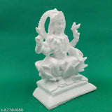 Marble Goddess Lakshmi idol, classic Indian temple showpiece for Pooja room or Diwali decoration, 5 x 4 x 2 inches, 200g each