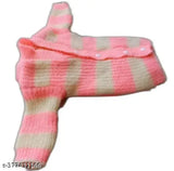 New born baby winter wear combo (2 sets): Striped woolen suits, long-sleeve sweater, warm socks & caps, unisex for infants aged 0-3 months