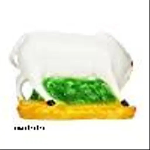 Marble Kamdhenu statue depicts a cow and calf, traditional Indian showpiece decoration - 16 cm tall