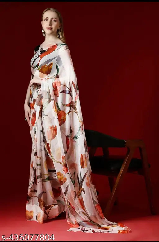 Floral pattern designer sari, silk material