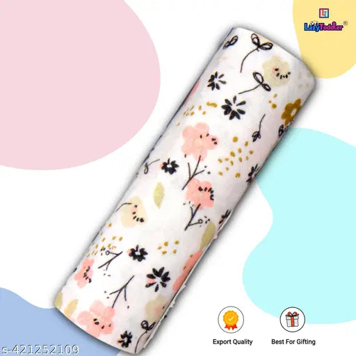 Flower print cotton flannel swaddle blanket, ultra-soft and extra large (100cm X 100cm), LazyToddler® single pack for AC room use