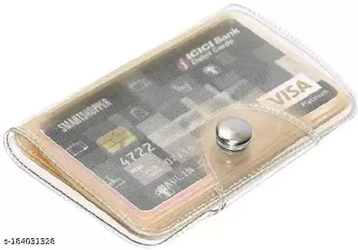 Classic plastic business card holder, free size (11cm x 10cm), holds visiting cards & debit/credit cards, magnetic closure, ideal for travel or everyday use, made in India