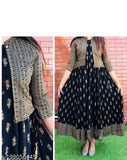 Rayon printed Anarkali Kurta and Jacket, three-quarter sleeves, vibrant Indian design for women's daily wear or special occasions