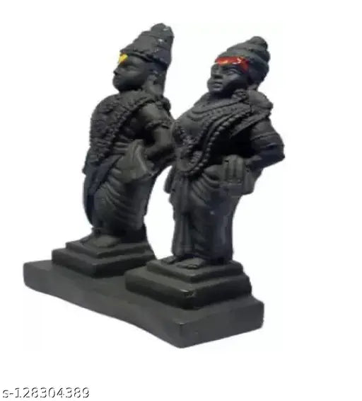 Clear Cast Fibre/Marble Powder Vitthal Rukmini Murti sculpture for car dashboard, ideal for home temple decor and gifting