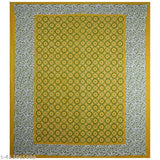 100 Cotton Jaipuri Bed Sheet Set, Green, Double Size, Printed Pattern