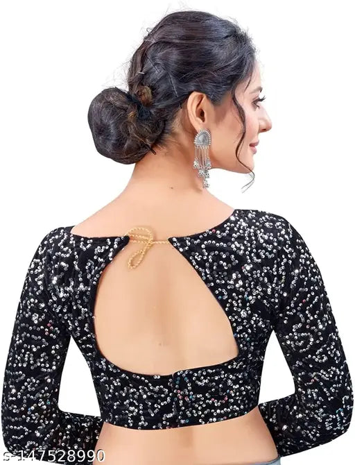 Black and gold sequin saree with blouse