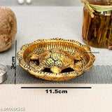 Metal tortoise plate showpiece, 45cm gold, feng shui decor for home or office