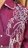 Rayon embroidered kurta pant set, three-quarter sleeves, Indian craftsmanship