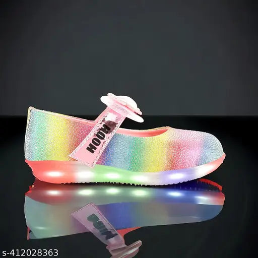 Multicolor synthetic party wear: Pink, blue, golden velvet material with LED lighting belly, kids-friendly Velcro fastening
