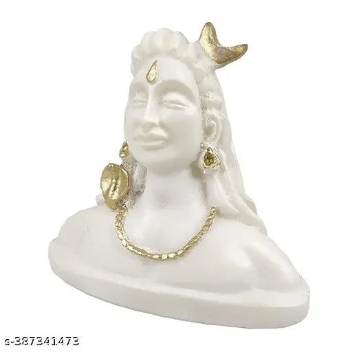 White polyresin Adi Shankara figurine of Lord Shiva, 8cm x 6cm x 5cm, Indian home decor gift showpiece for spiritual ambiance