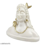 White polyresin Adi Shankara figurine of Lord Shiva, 8cm x 6cm x 5cm, Indian home decor gift showpiece for spiritual ambiance
