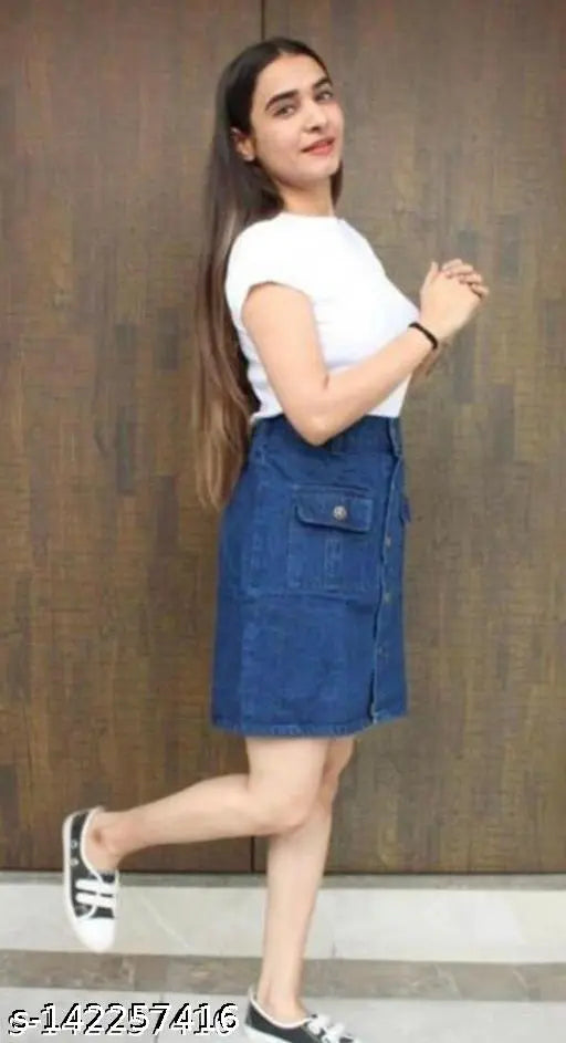 Trendy latest women's short denim skirt
