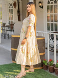 Beige anarkali printed dress