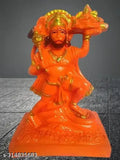 Orange Polyresin Hanuman Ji Murti, intricately handcrafted, 17CM tall statue for home or car decor