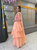Embroidered ruffule art silk lehenga choli set, semi-stitched with net dupatta, featuring lace borders for women's traditional Indian wear