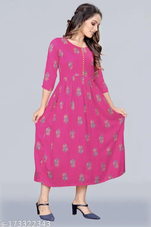 Floral print calf length kurta, all size Meesorra
