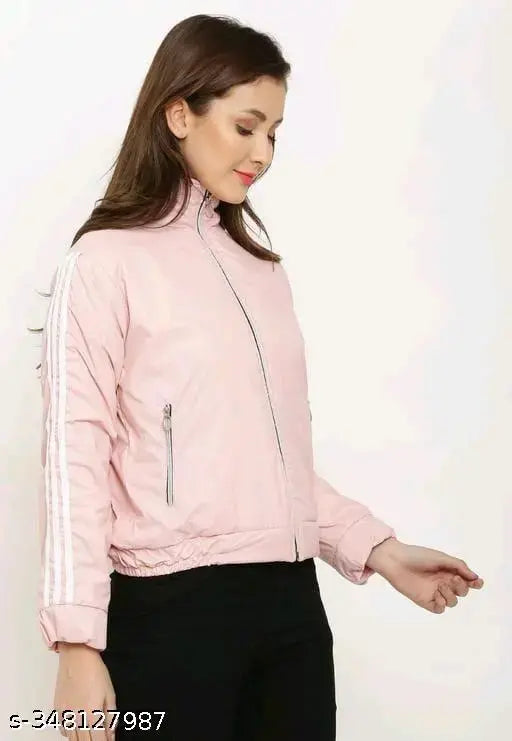 Fleece women's jacket, solid color with long sleeves, size S (23in bust/length), made in India