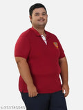Cotton blend solid polo t-shirt for plus size men in XFOX brand, available in sizes XXXL, 4XL, 5XL