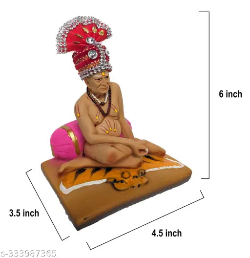 Handcrafted 6-inch Poly Resin Shree Swami Samarth Statue, Indian artifact for home or car