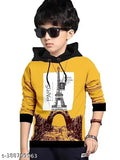 Kids Boys Hooded Typography Printed T Shirt, Pack of 2