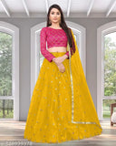 Embroidered semi-stitched silk blend lehenga choli set (Diya), net dupatta. Indian party wear with embroidery detail, alterable up to 42 inches waist size