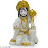 Resin white Hanuman Ji statue for car dashboard and home decor - intricately detailed, handcrafted religious sculpture, adds spiritual ambiance
