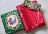 Chiffon Patti saree, single piece with separate satin silk blouse, embellished with woven design and embroidered net, India-made