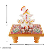Marble & polyresin Ganesh idol with chowki. Exquisite decor for pooja mandirs, offices, and homes. Ideal for Diwali, birthdays, festivals." (104 characters)