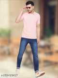 Pink cotton blend Wild West short sleeve polo neck t-shirt, all-over printed for men