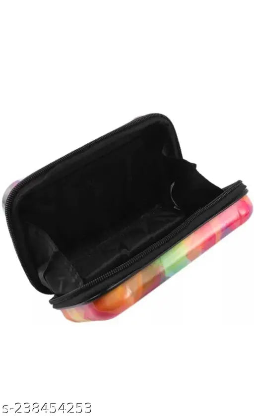 Multicolored fabric bag with adjustable strap