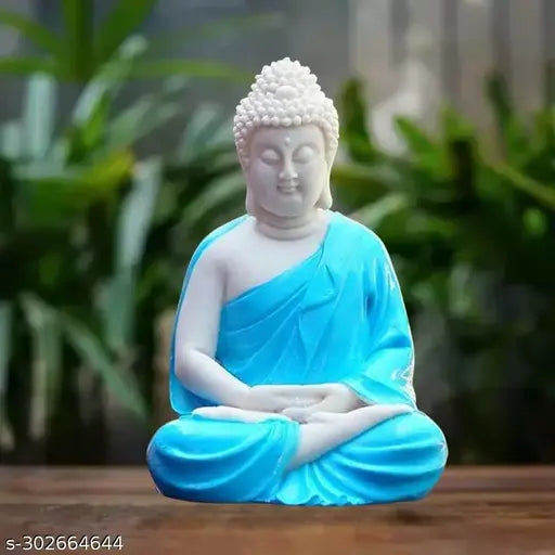 Blue statue of Lord Gautam Buddha in meditation pose, religious idol for home decor or gifting