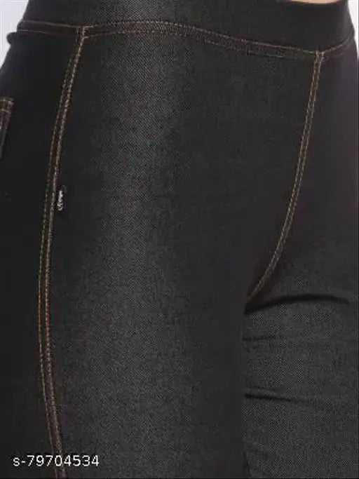 Black cotton-blend jegging for women, pack of 1 - Stylish and comfortable design to enhance curves, perfect for western looks