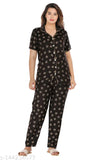 Stylish printed cotton night suit for women & girls, featuring short sleeves. Soft, durable quality fabric from India
