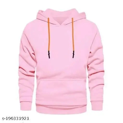 Full Sleeve Solid Kids Pink Plain Hooded Neck