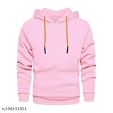Full Sleeve Solid Kids Pink Plain Hooded Neck