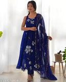 Sleeveless printed net Georgette gown, high-quality fabric for wedding/party wear, XXL size, Indian design