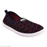 Blue and red nubuck printed slip-on LISA shoes with cozyfeet for women, fashionable and stylish double color bellies