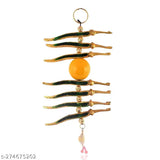 Metal Nimbu Mirch yellow decorative door hanging, removes negativity for Vastu/Feng Shui, Indian origin, 9cm x 22.5cm x 9cm